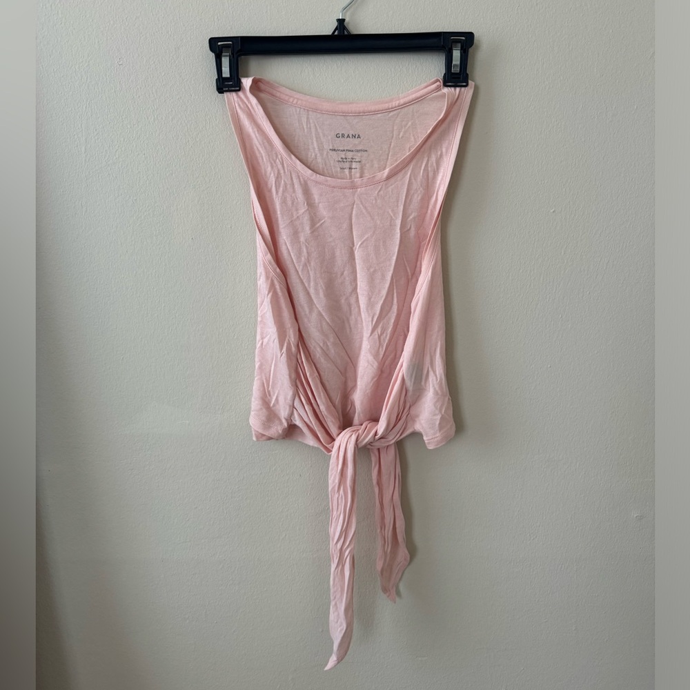 Grana tie front pink top